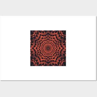 bright orange gold and black kaleidoscopic hexagonal design Posters and Art